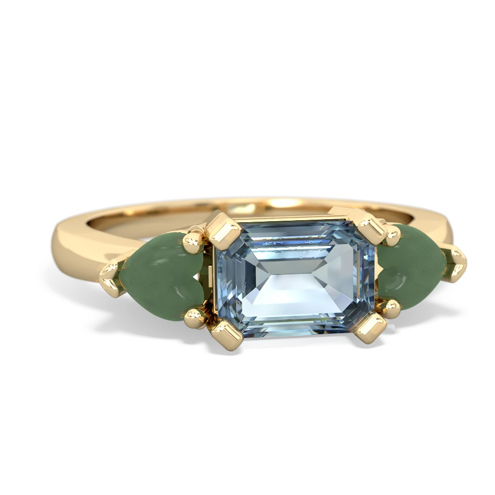 Aquamarine Three Stone 14K Yellow Gold ring R5235