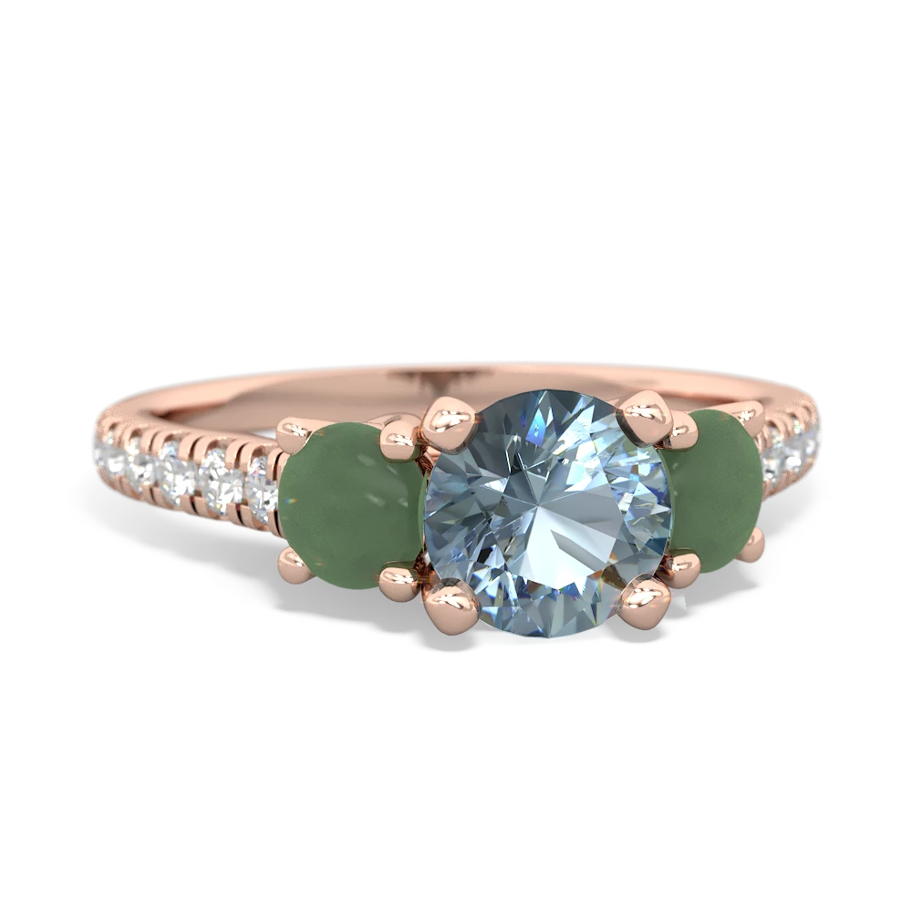 Aquamarine Pave Trellis 14K Rose Gold ring R5500