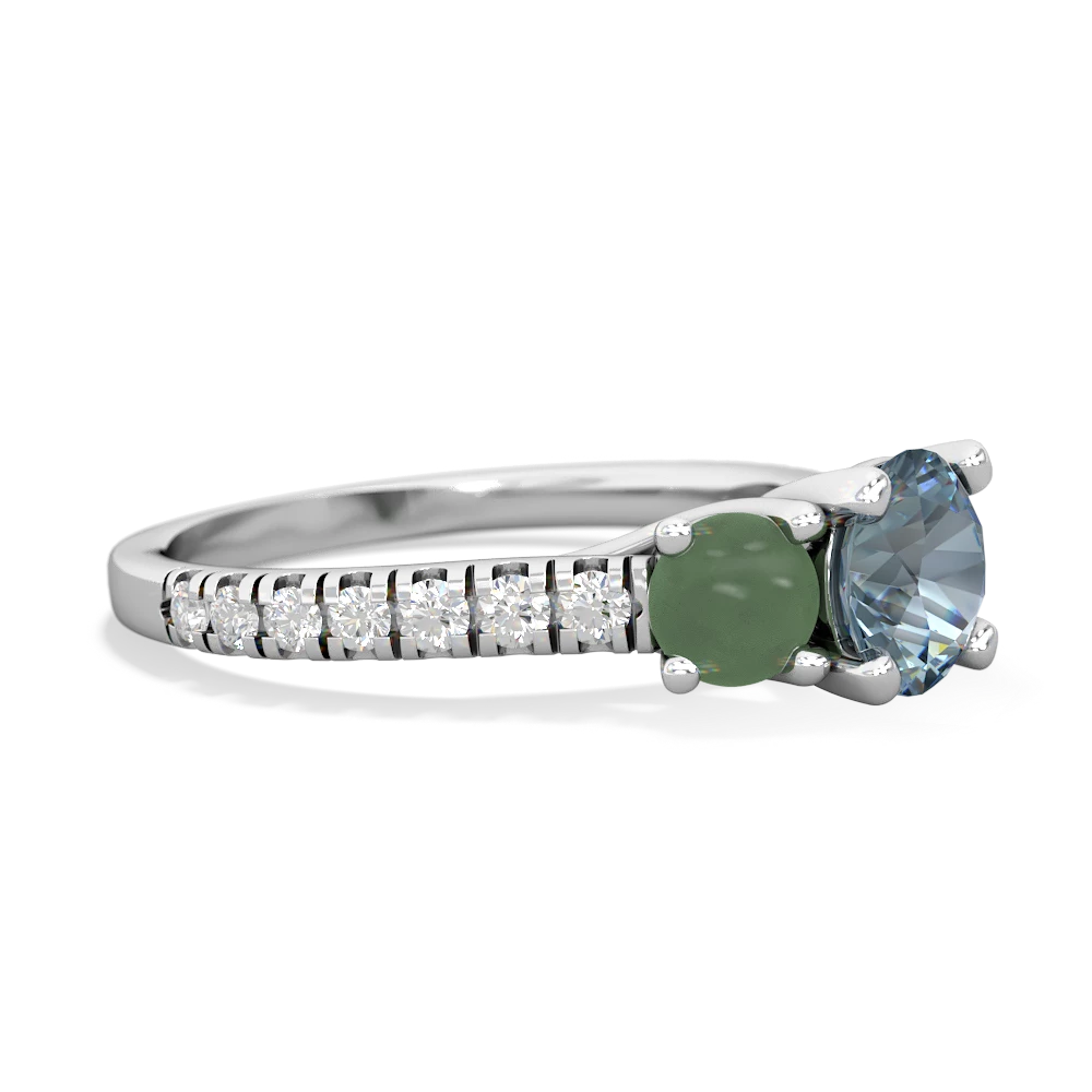 Aquamarine Pave Trellis 14K White Gold ring R5500