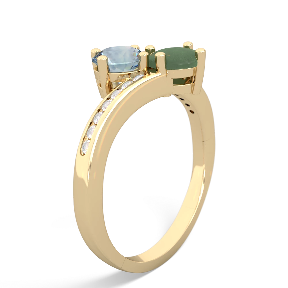 Aquamarine Channel Set Two Stone 14K Yellow Gold ring R5303