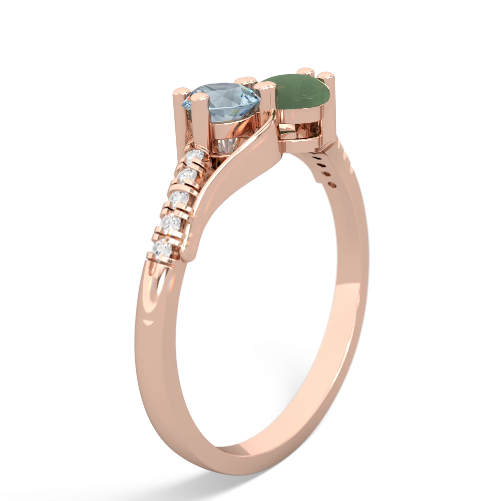 Aquamarine Infinity Pave Two Stone 14K Rose Gold ring R5285