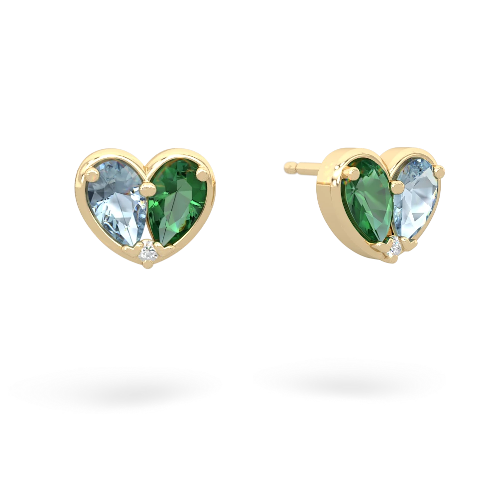 Aquamarine 'Our Heart' 14K Yellow Gold earrings E5072