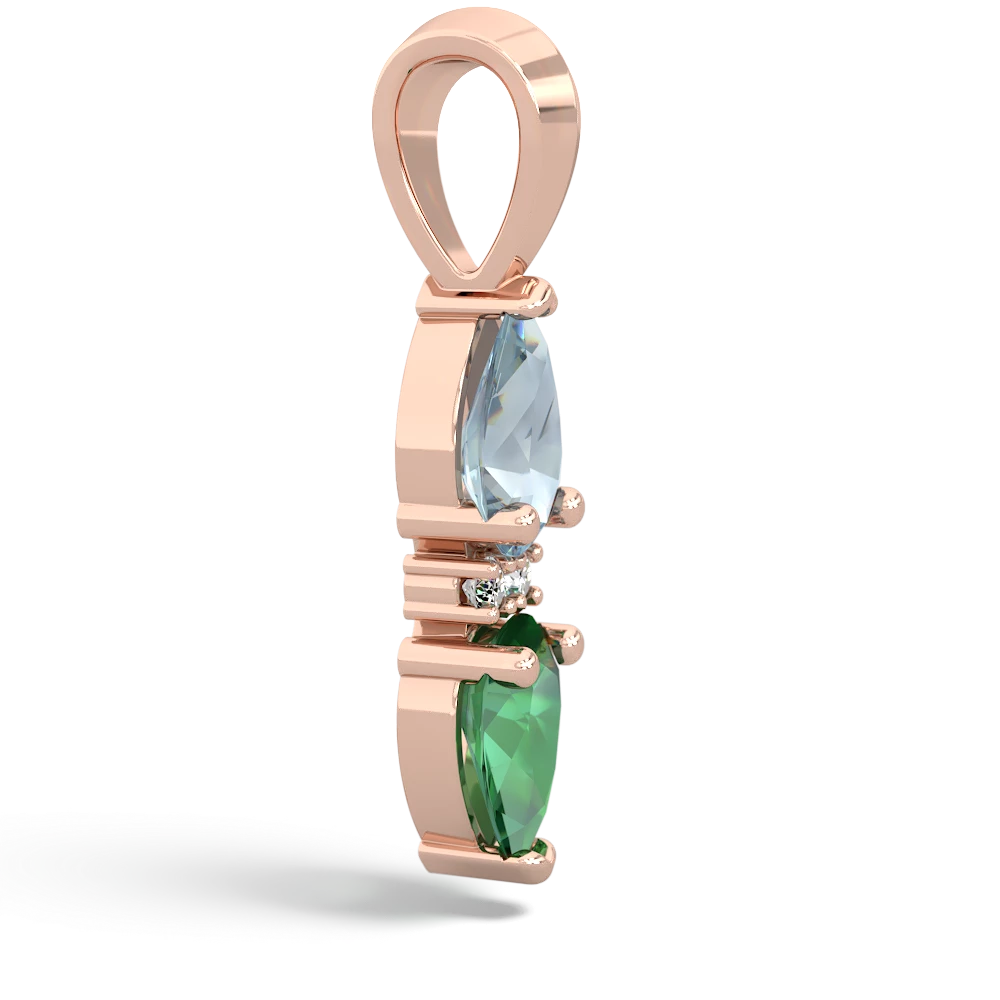 Aquamarine Bowtie Drop 14K Rose Gold pendant P0865
