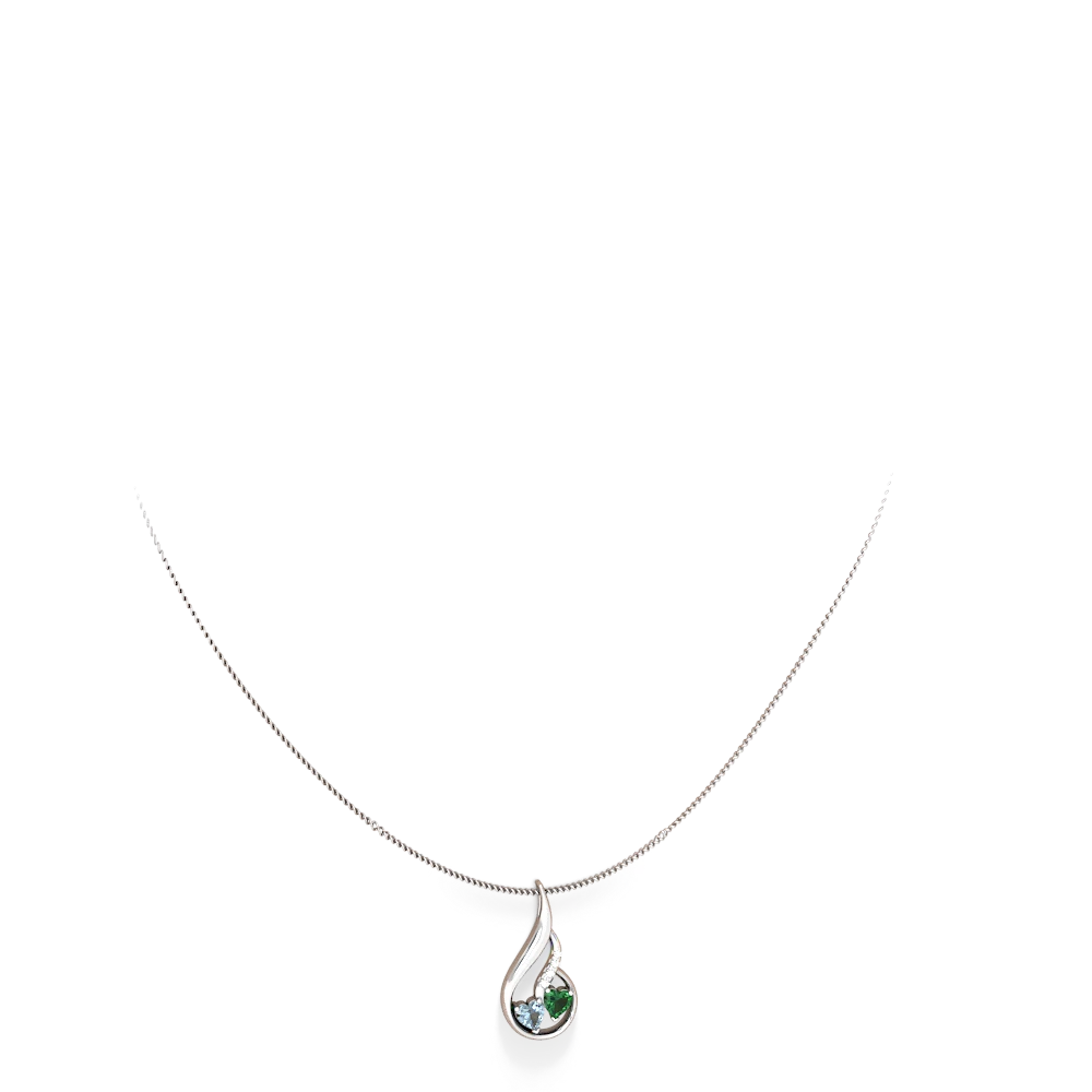 Aquamarine Keepsake Curves 14K White Gold pendant P5450