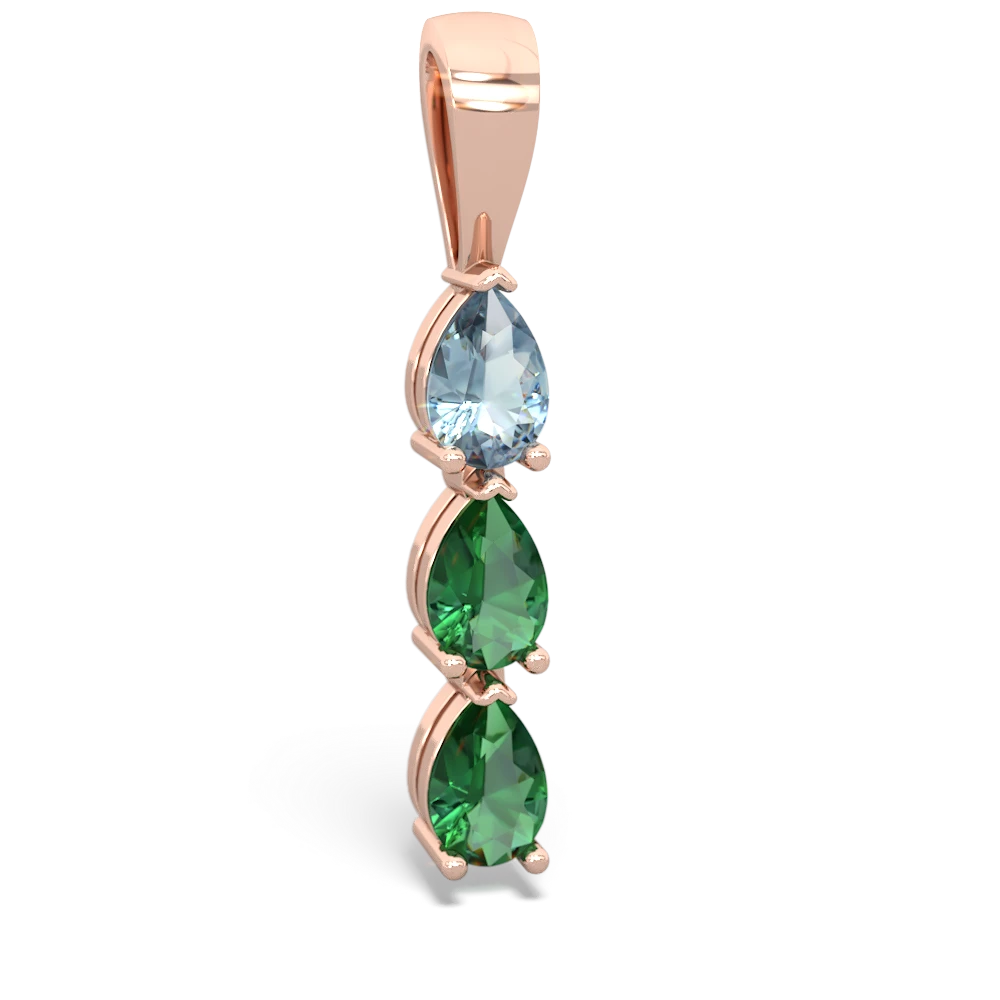 Aquamarine Dew Drops 14K Rose Gold pendant P2251