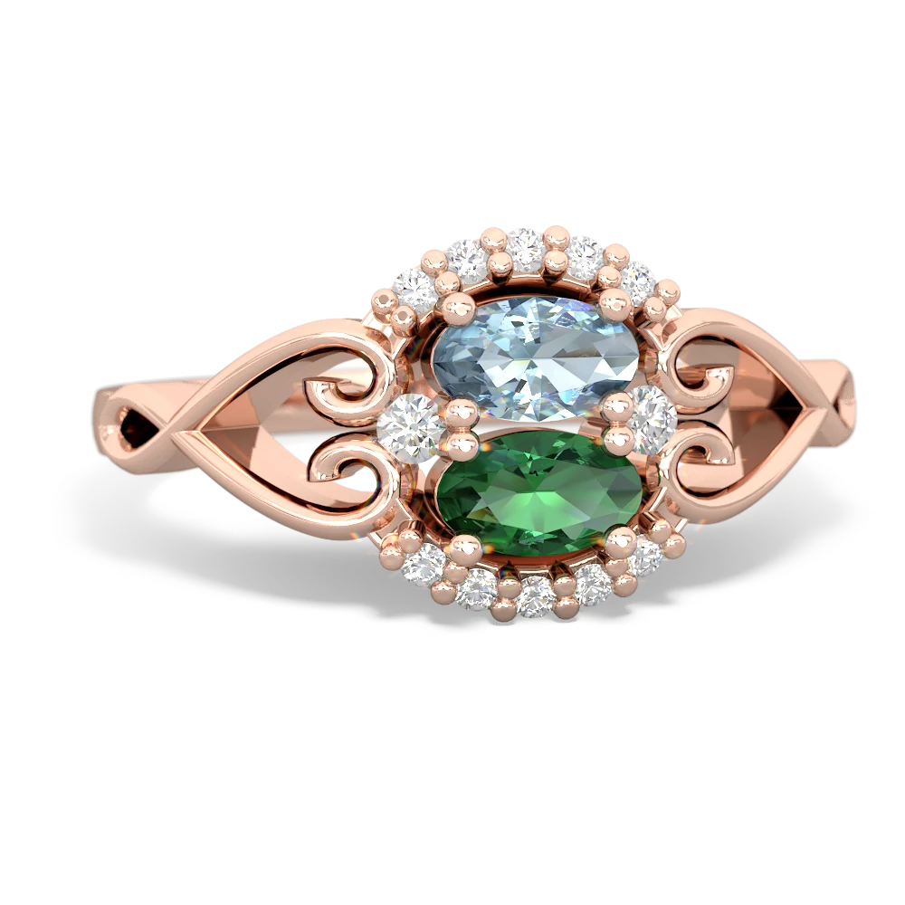 Aquamarine Love Nest 14K Rose Gold ring R5860