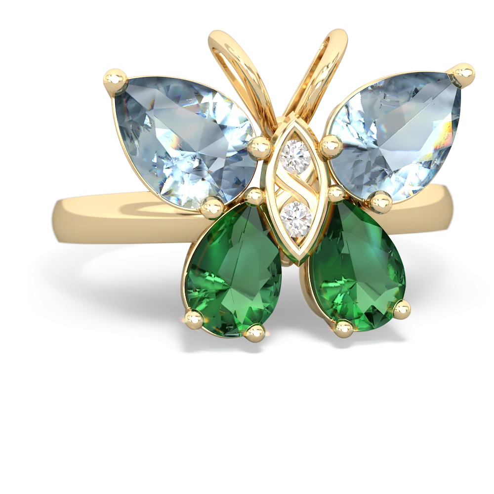 Aquamarine Butterfly 14K Yellow Gold ring R2215