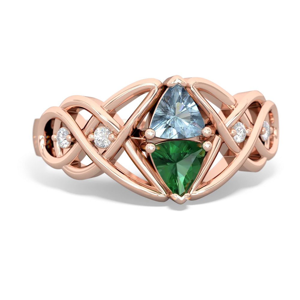 Aquamarine Keepsake Celtic Knot 14K Rose Gold ring R5300