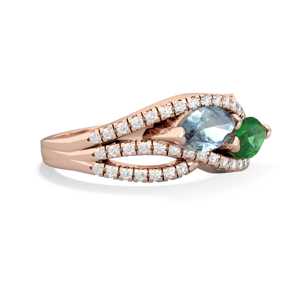 Aquamarine Diamond Rivers 14K Rose Gold ring R3070