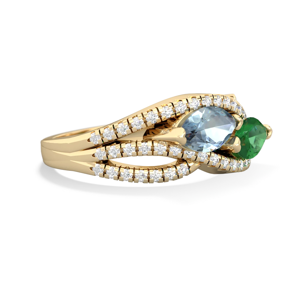 Aquamarine Diamond Rivers 14K Yellow Gold ring R3070