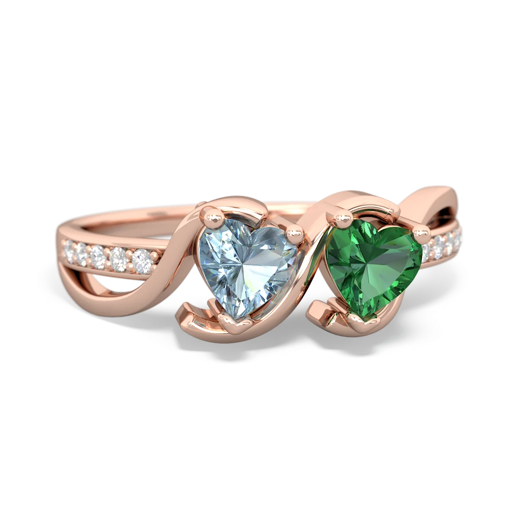 Aquamarine Side By Side 14K Rose Gold ring R3090