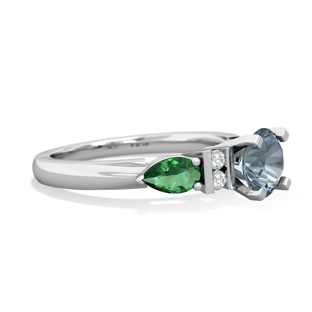 Aquamarine 6Mm Round Eternal Embrace Engagement 14K White Gold ring R2005