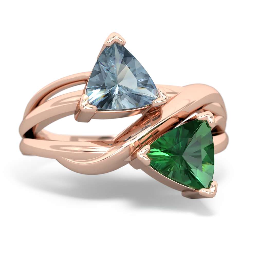 Aquamarine Split Band Swirl 14K Rose Gold ring R2341