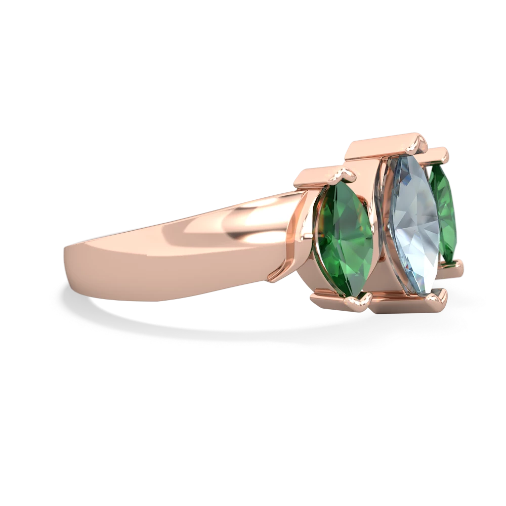 Aquamarine Three Peeks 14K Rose Gold ring R2433