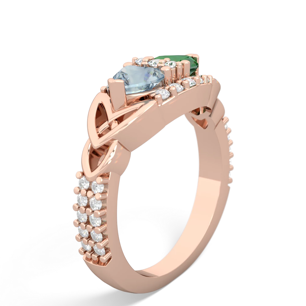 Aquamarine Sparkling Celtic Knot 14K Rose Gold ring R2645