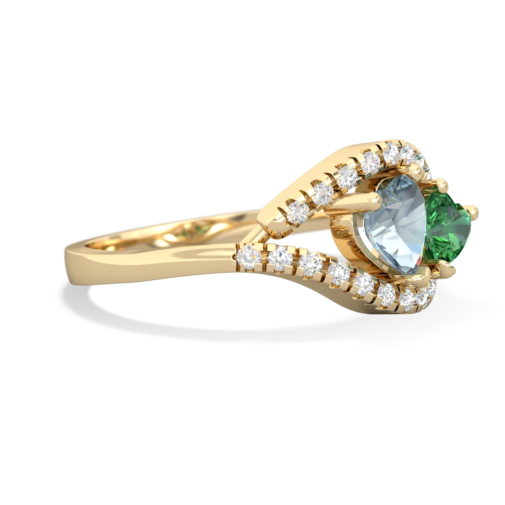 Aquamarine Mother And Child 14K Yellow Gold ring R3010