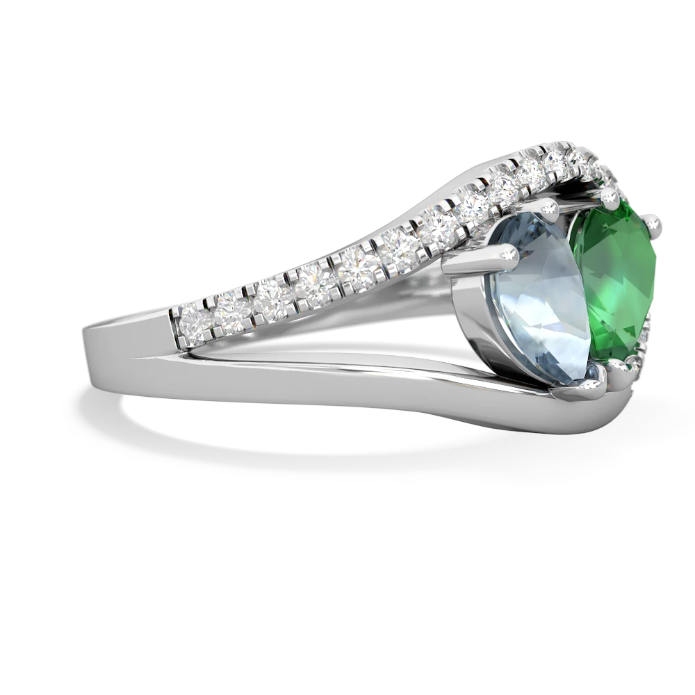 Aquamarine Nestled Heart Keepsake 14K White Gold ring R5650