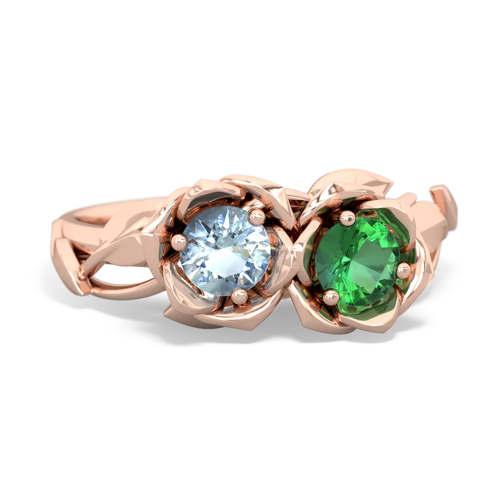 Aquamarine Rose Garden 14K Rose Gold ring R5510