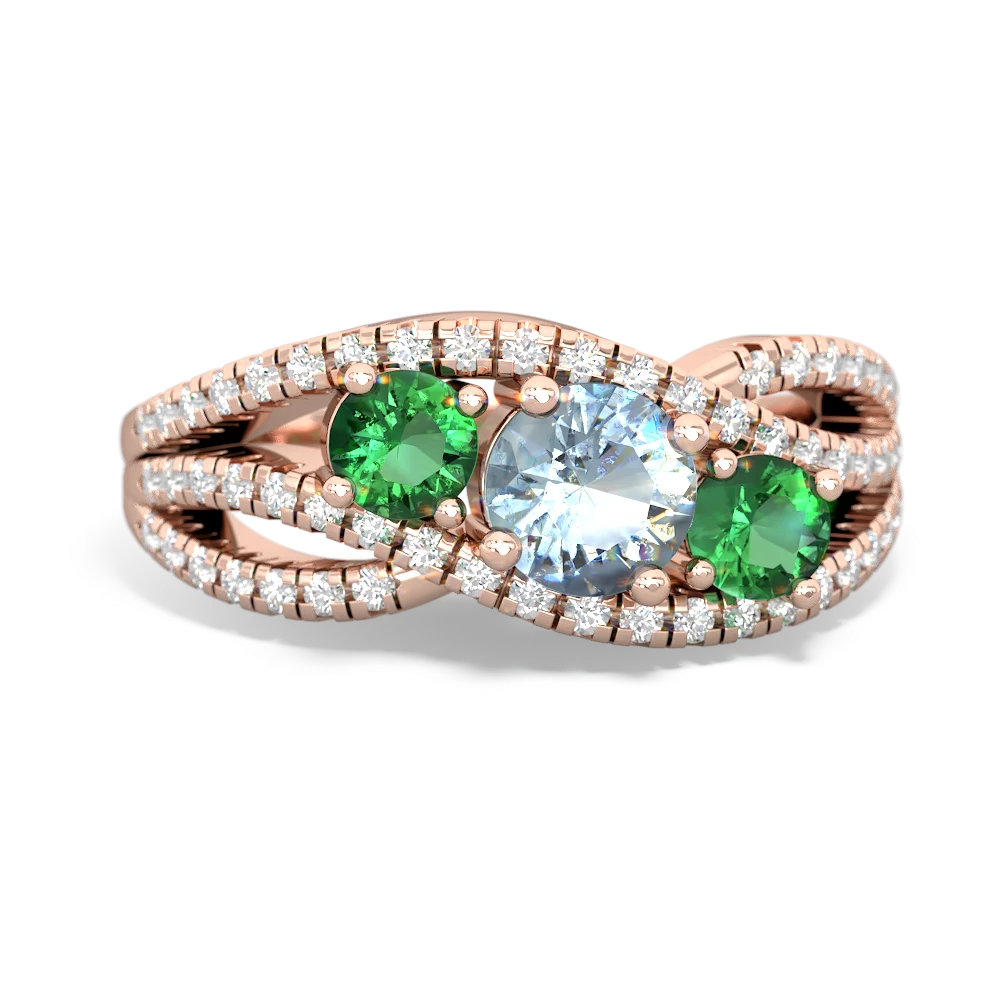 Aquamarine Three Stone Aurora 14K Rose Gold ring R3080