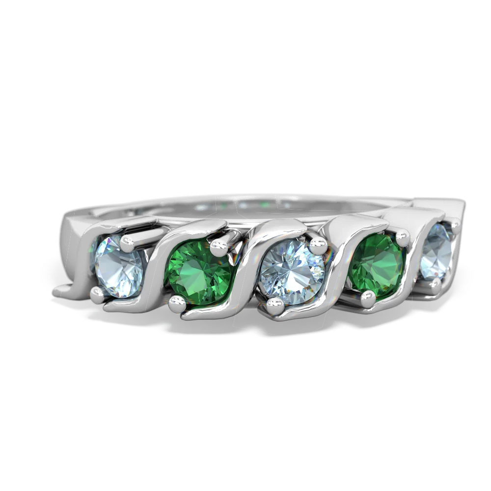 Aquamarine Anniversary Band 14K White Gold ring R2089