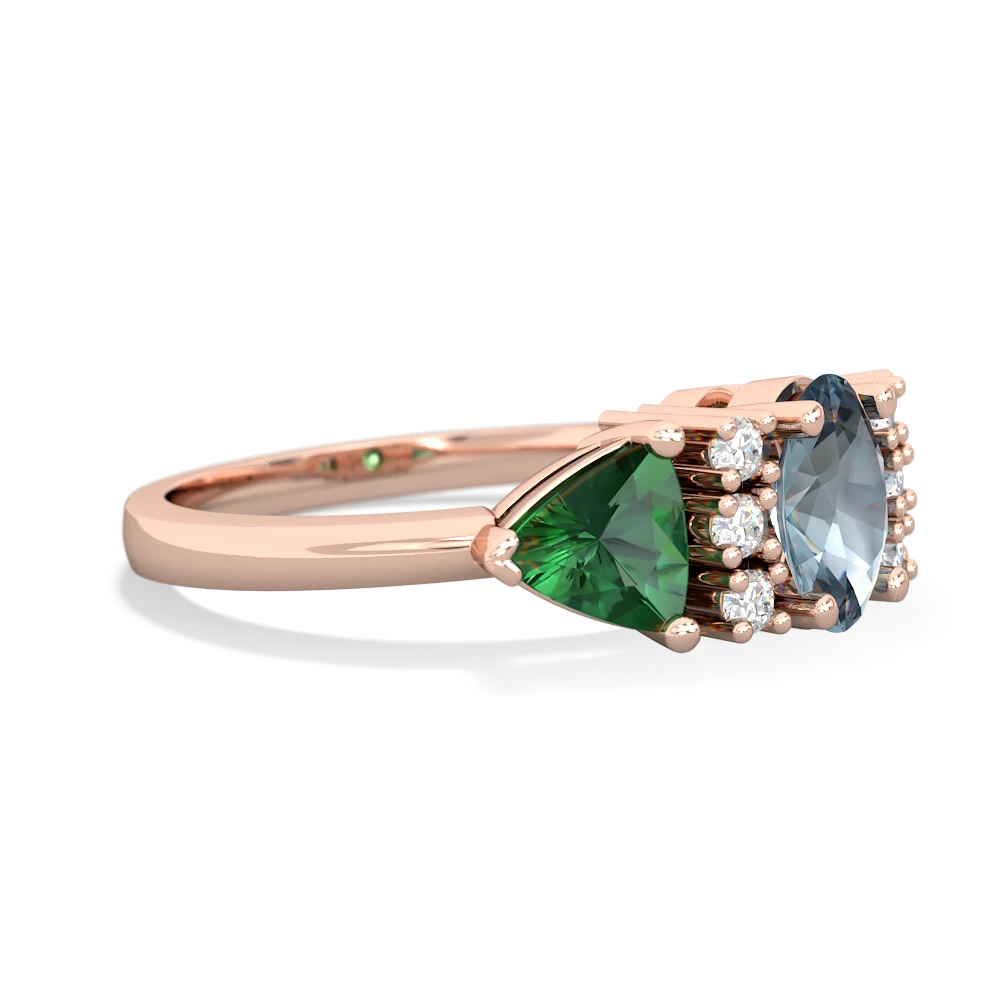 Aquamarine Antique Style Three Stone 14K Rose Gold ring R2186