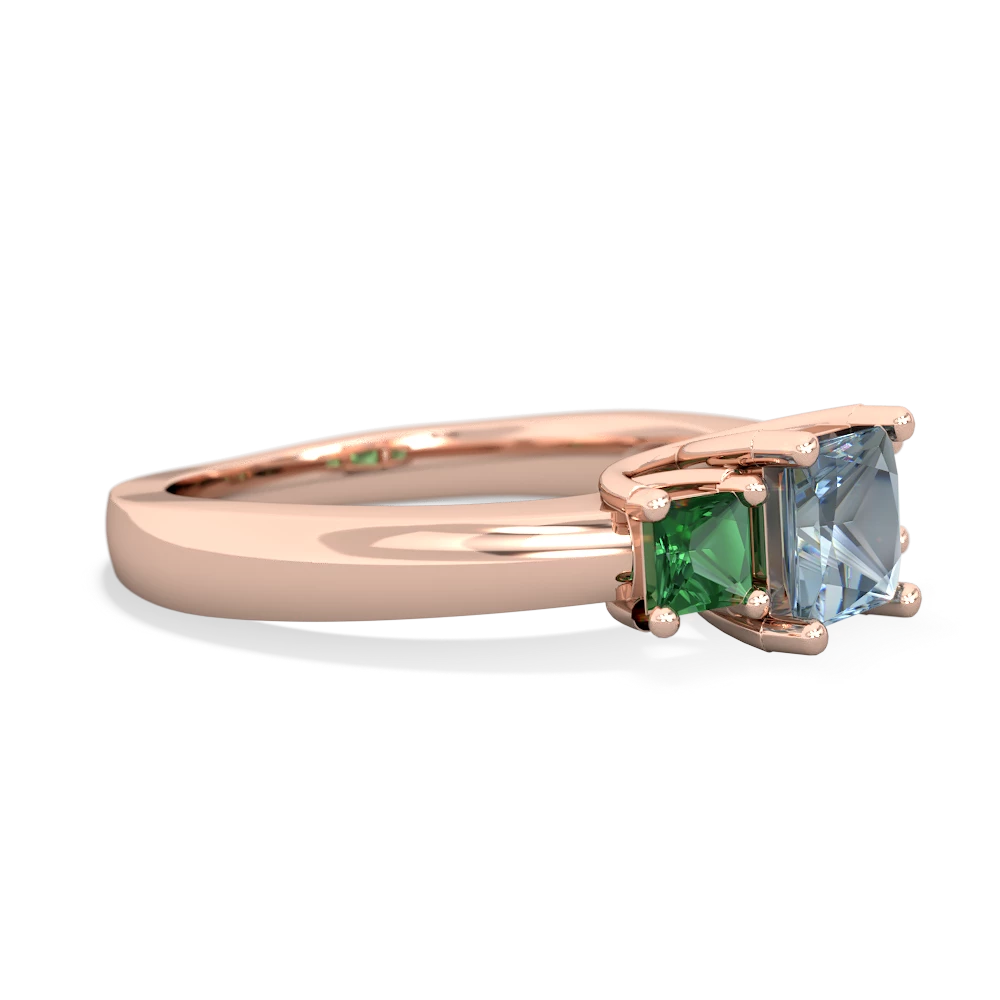 Aquamarine Three Stone Trellis 14K Rose Gold ring R4015