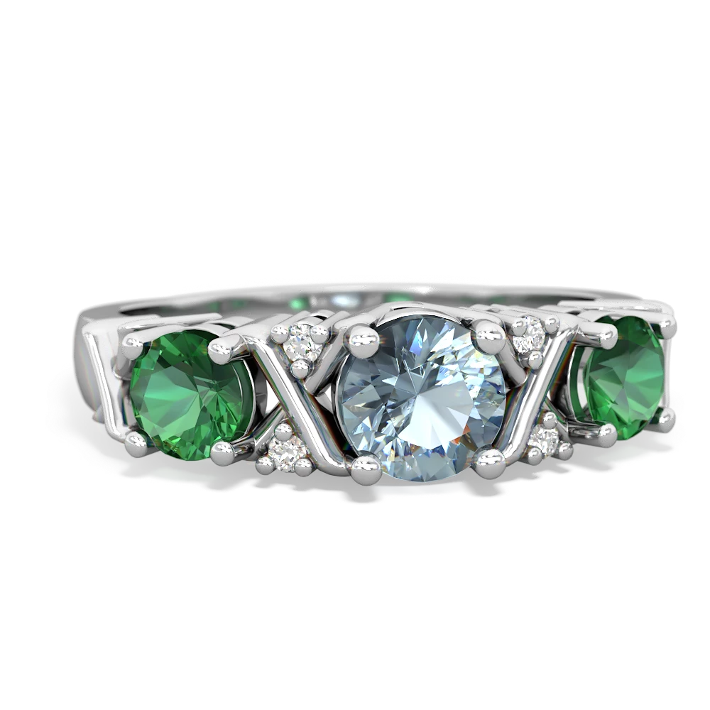 Aquamarine Hugs And Kisses 14K White Gold ring R5016