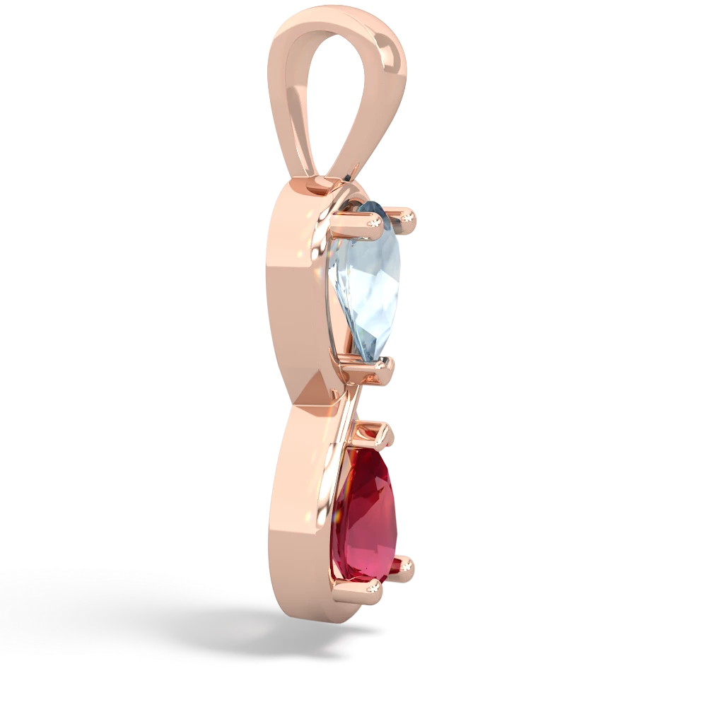 Aquamarine Infinity 14K Rose Gold pendant P5050