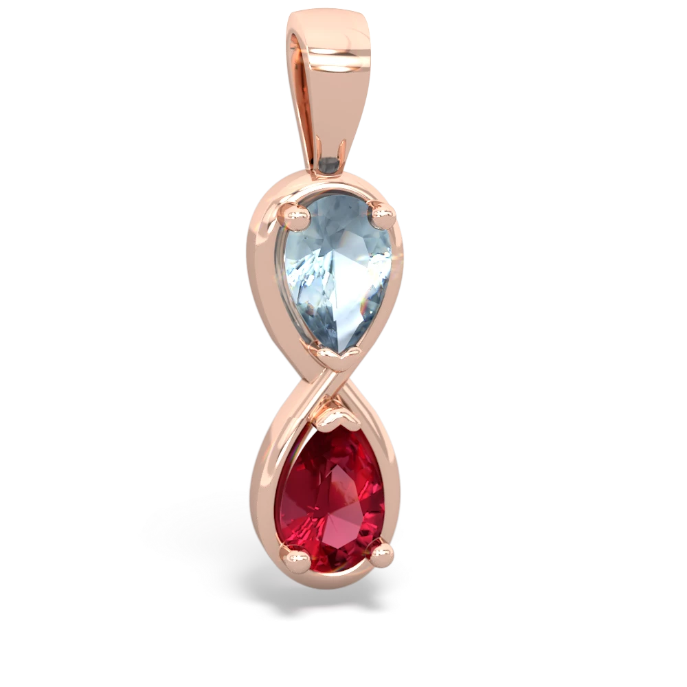 Aquamarine Infinity 14K Rose Gold pendant P5050