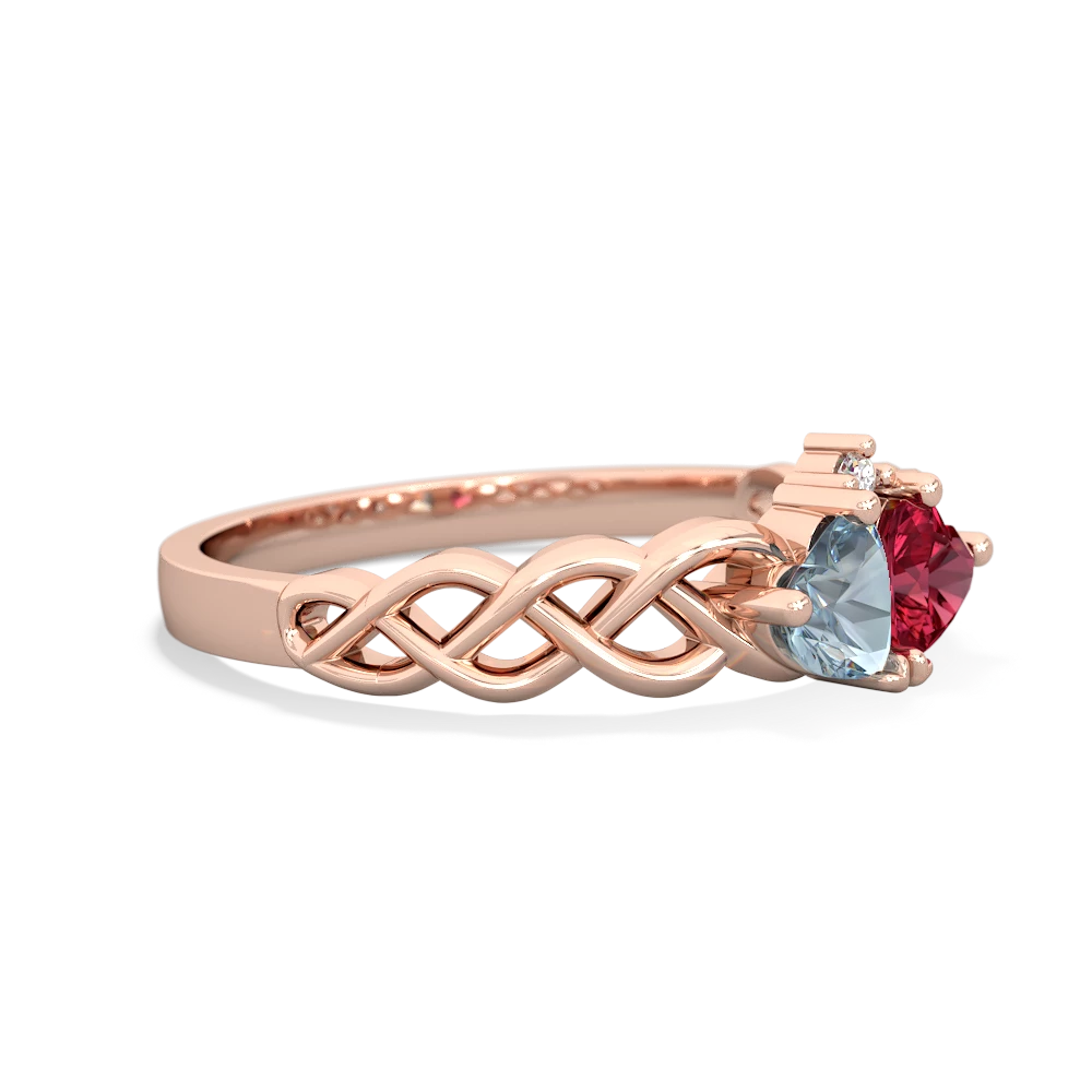 Aquamarine Heart To Heart Braid 14K Rose Gold ring R5870