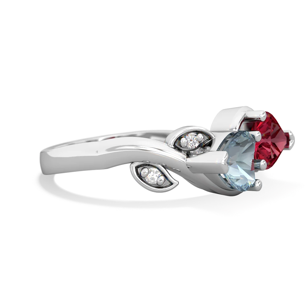 Aquamarine Floral Elegance 14K White Gold ring R5790