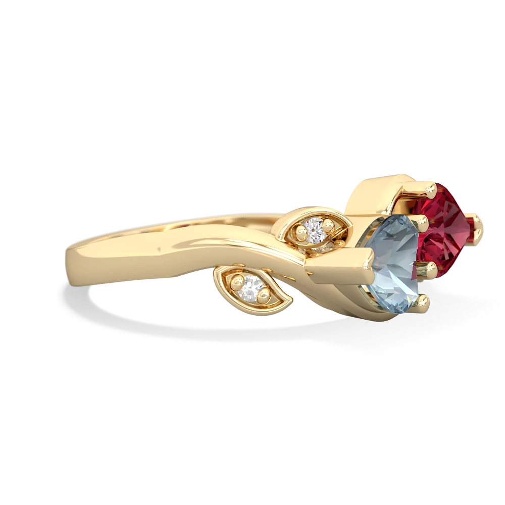 Aquamarine Floral Elegance 14K Yellow Gold ring R5790