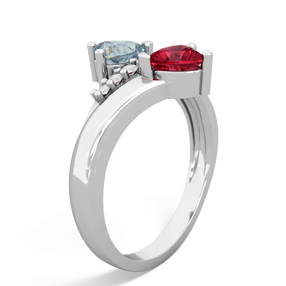 Aquamarine Heart To Heart 14K White Gold ring R2064