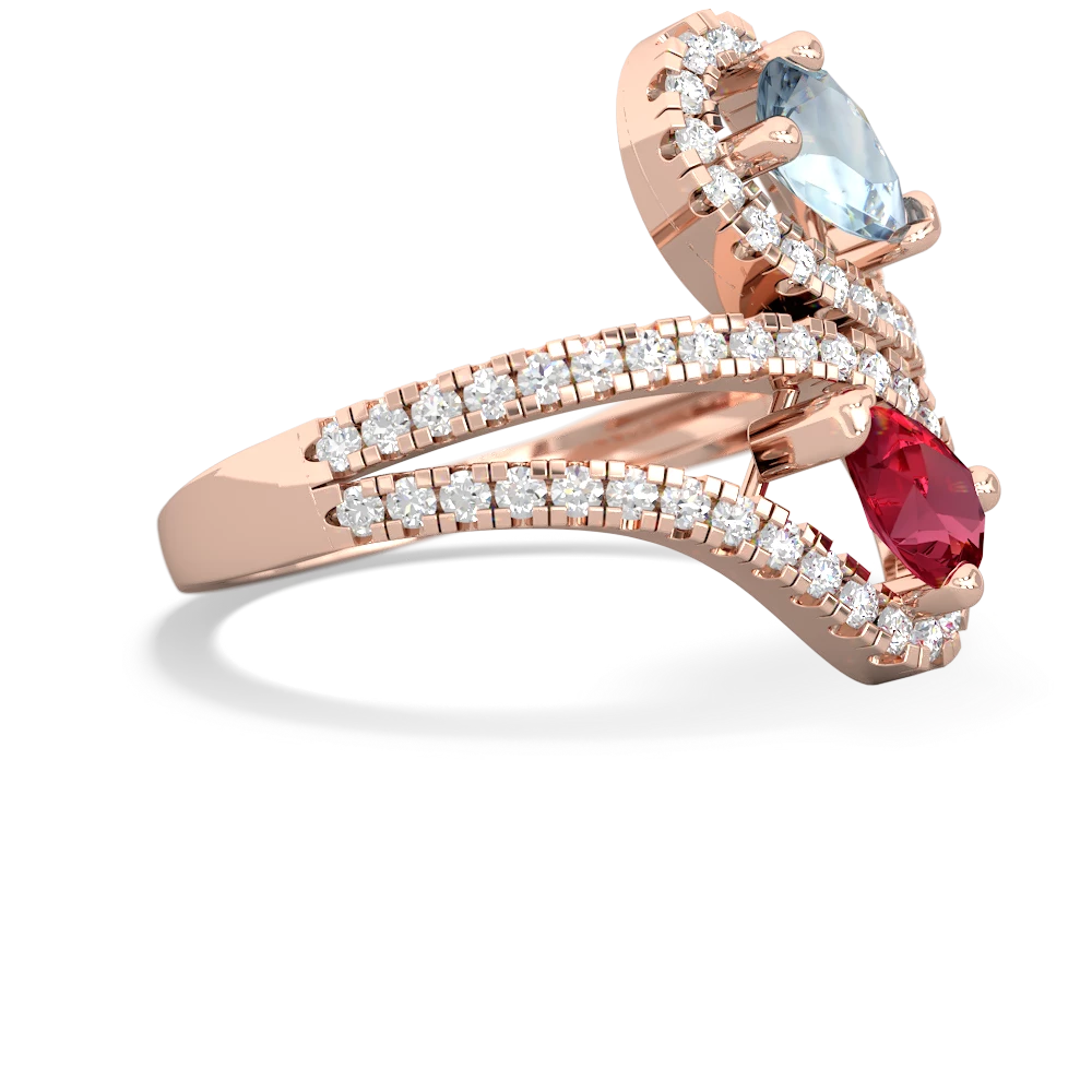 Aquamarine Diamond Dazzler 14K Rose Gold ring R3000