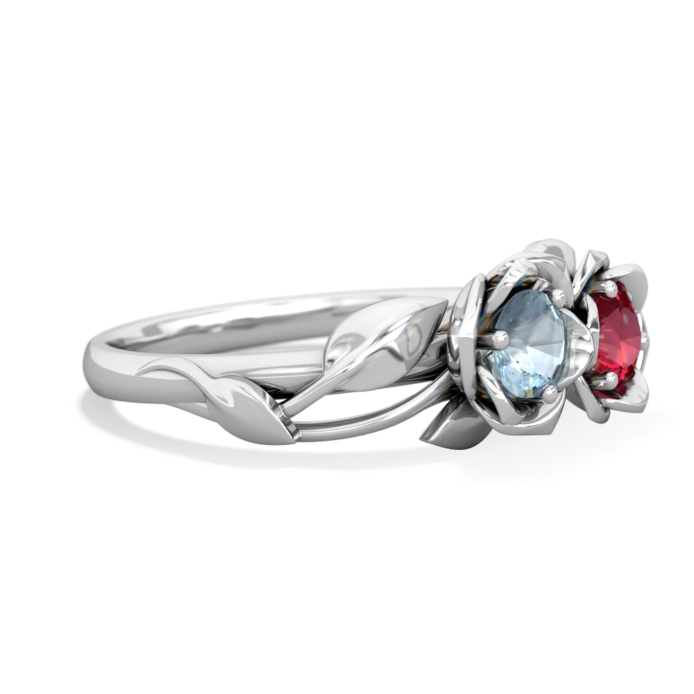 Aquamarine Rose Garden 14K White Gold ring R5510