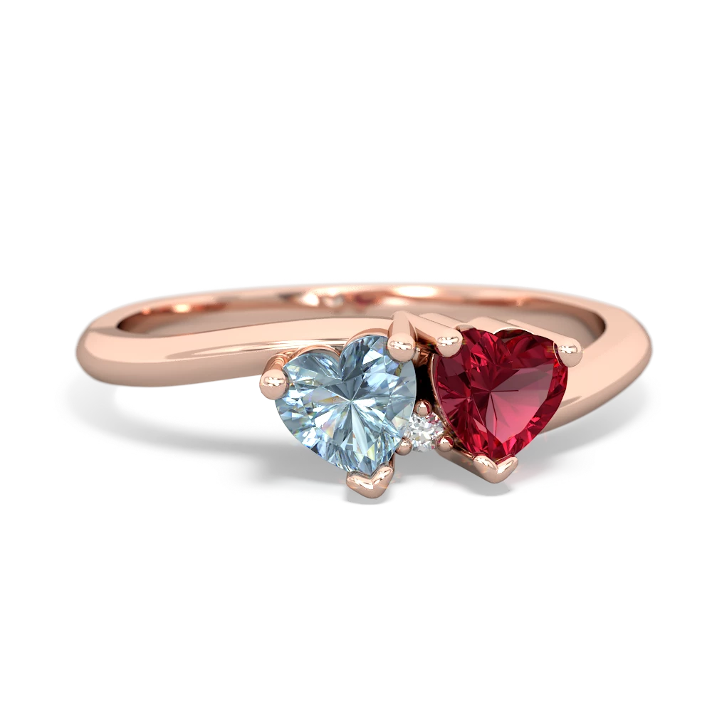 Aquamarine Sweethearts 14K Rose Gold ring R5260