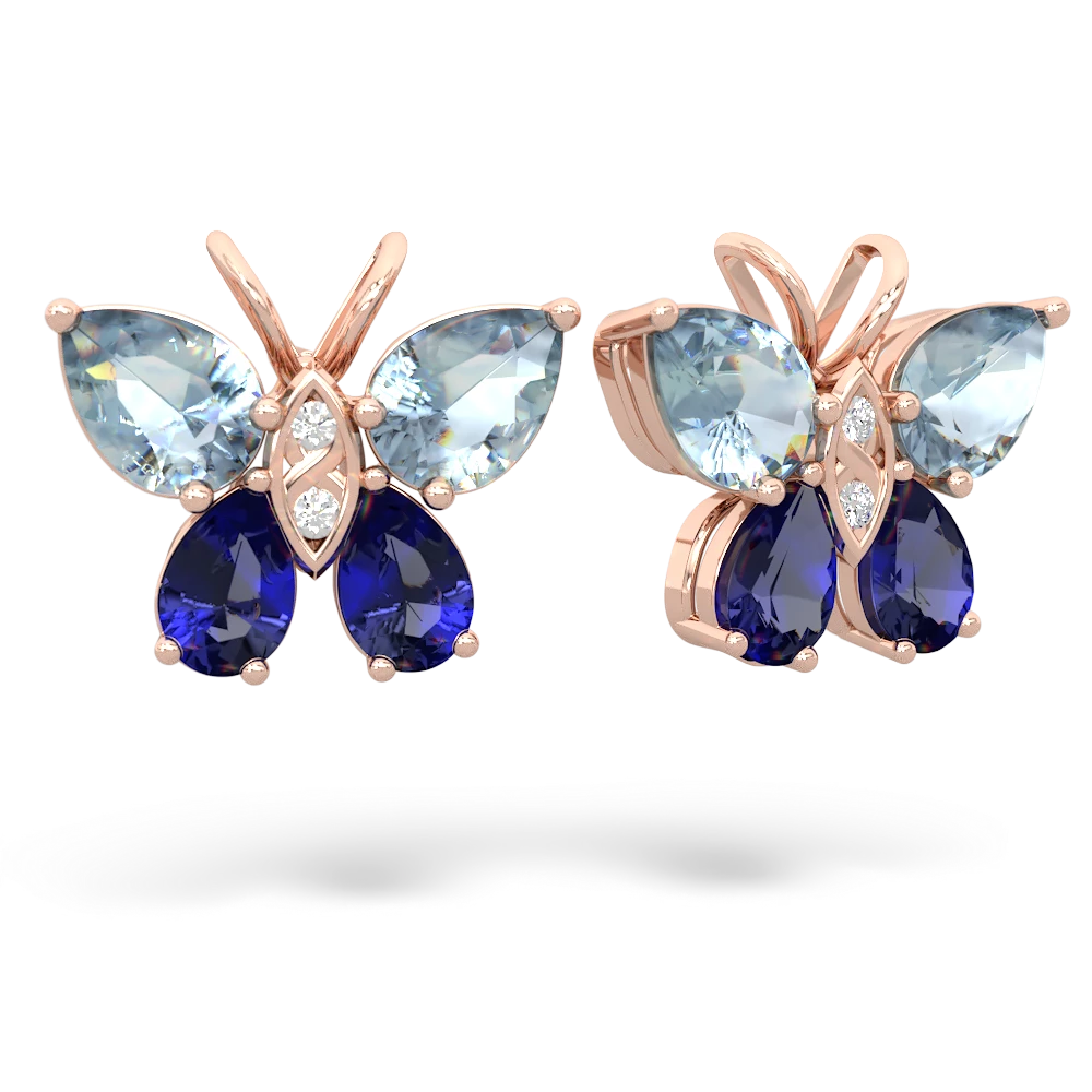 Aquamarine Butterfly 14K Rose Gold earrings E2215