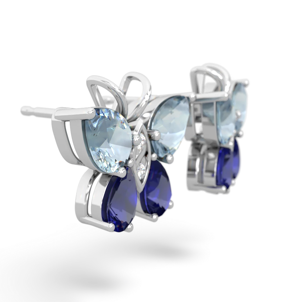 Aquamarine Butterfly 14K White Gold earrings E2215