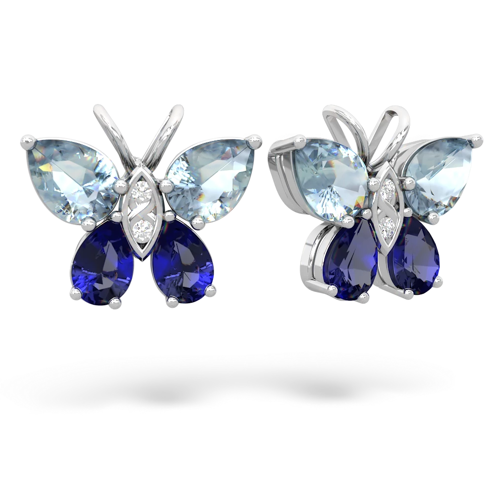 Aquamarine Butterfly 14K White Gold earrings E2215