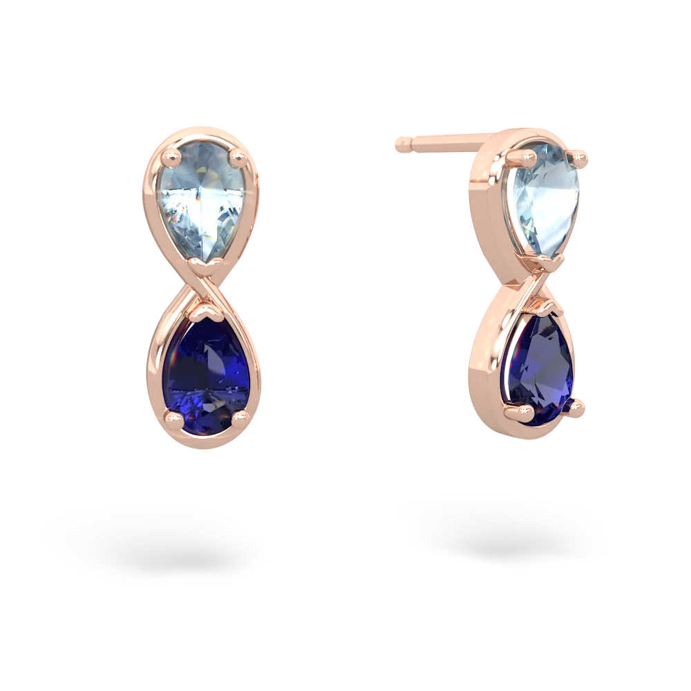 Aquamarine Infinity 14K Rose Gold earrings E5050