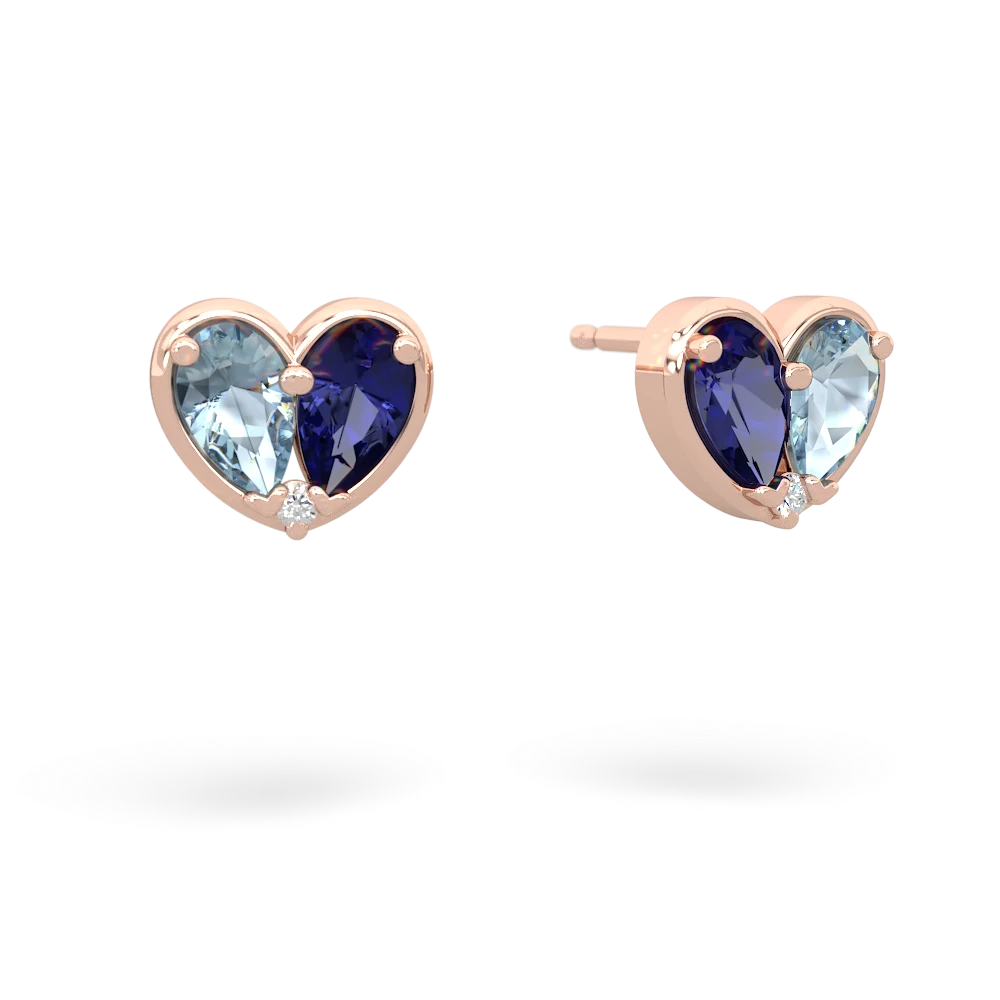 Aquamarine 'Our Heart' 14K Rose Gold earrings E5072