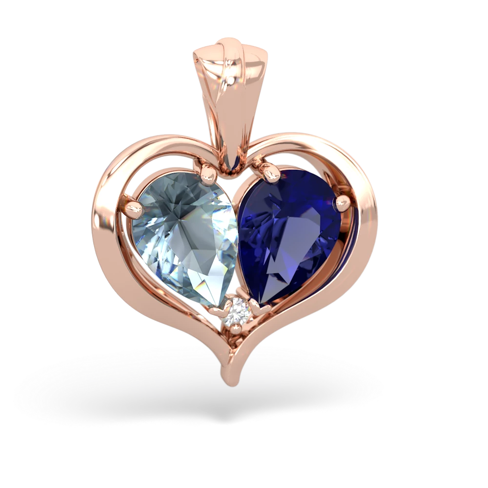 Aquamarine Two Become One 14K Rose Gold pendant P5330