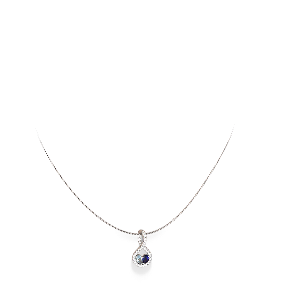 Aquamarine Pave Twist 'One Heart' 14K White Gold pendant P5360