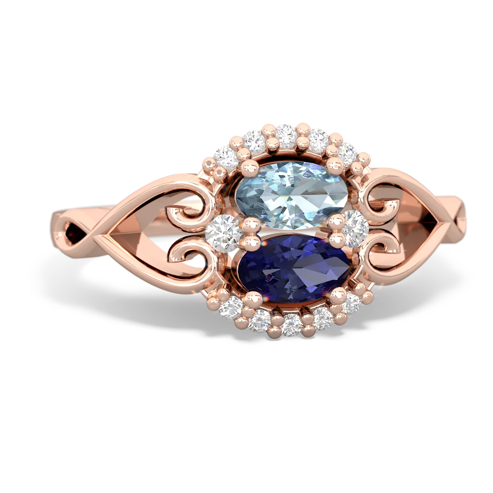 Aquamarine Love Nest 14K Rose Gold ring R5860