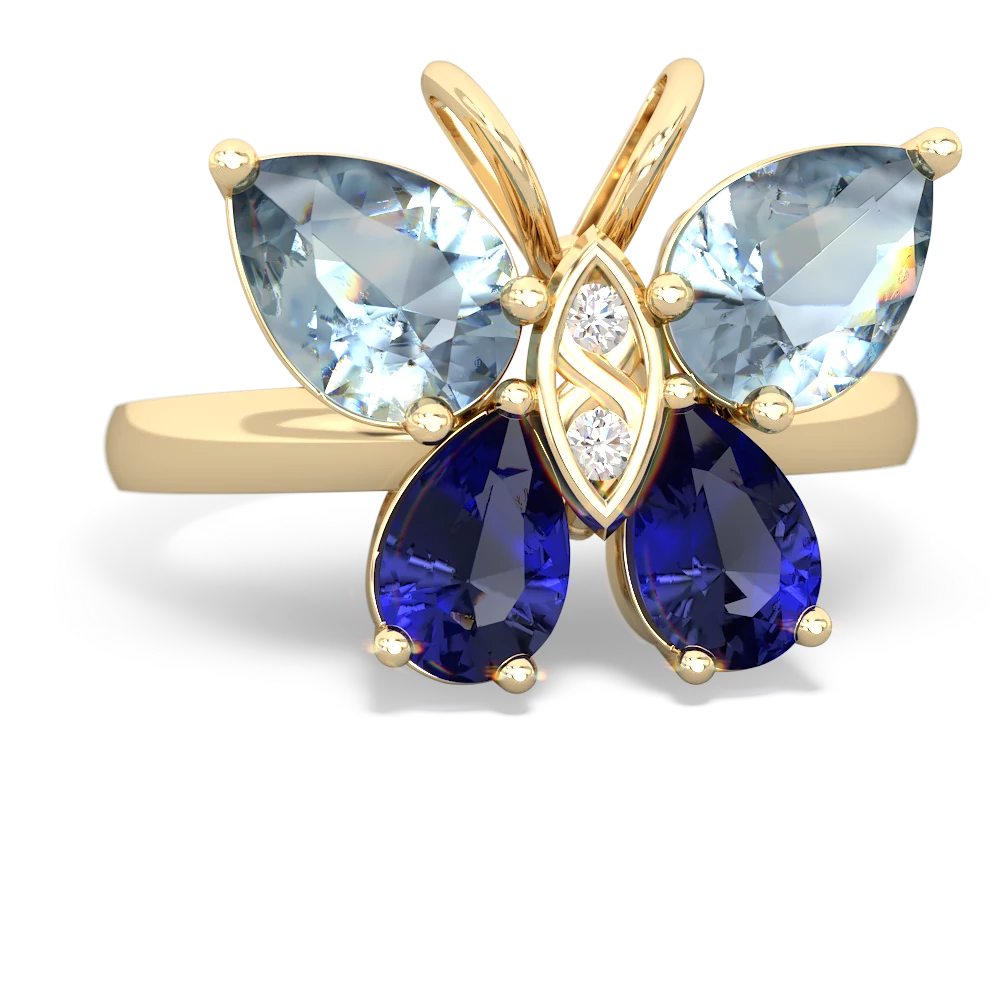 Aquamarine Butterfly 14K Yellow Gold ring R2215