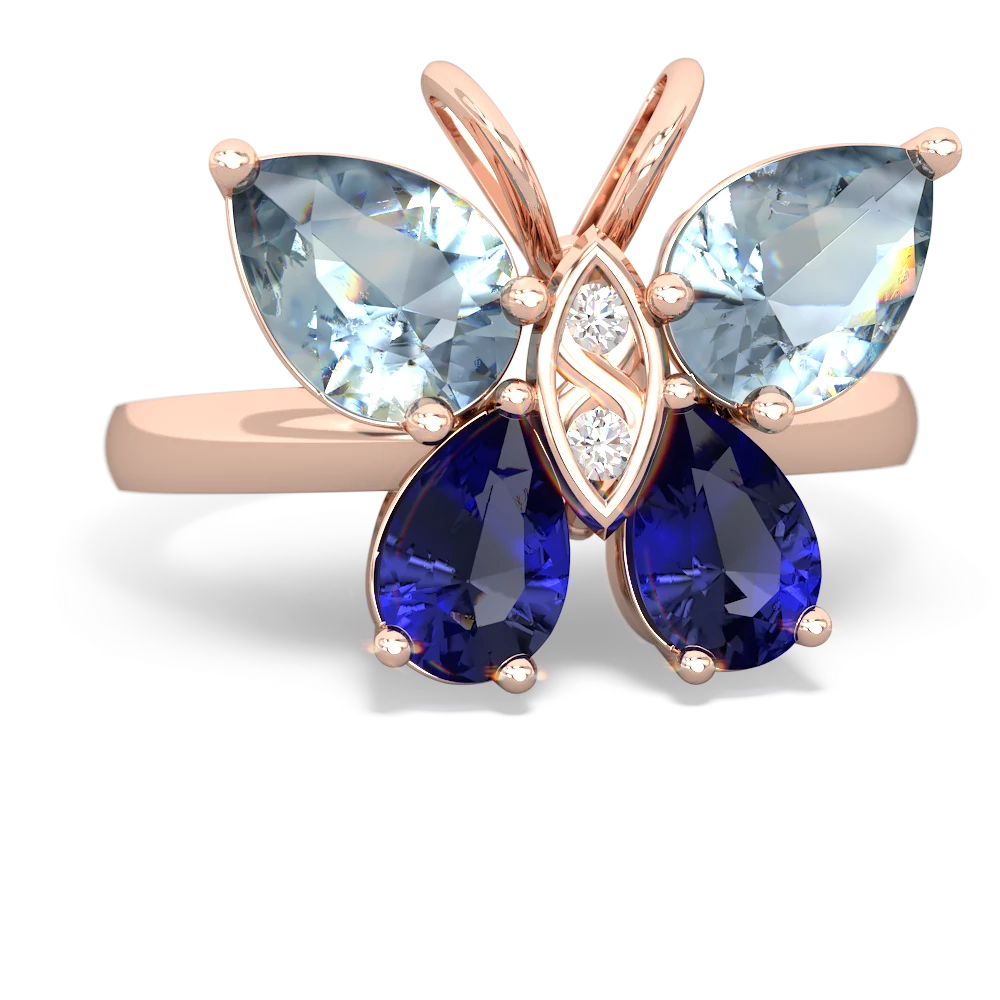 Aquamarine Butterfly 14K Rose Gold ring R2215