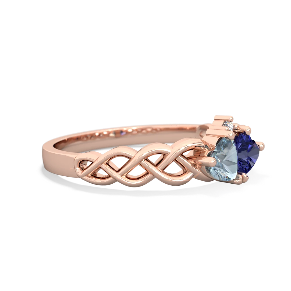 Aquamarine Heart To Heart Braid 14K Rose Gold ring R5870