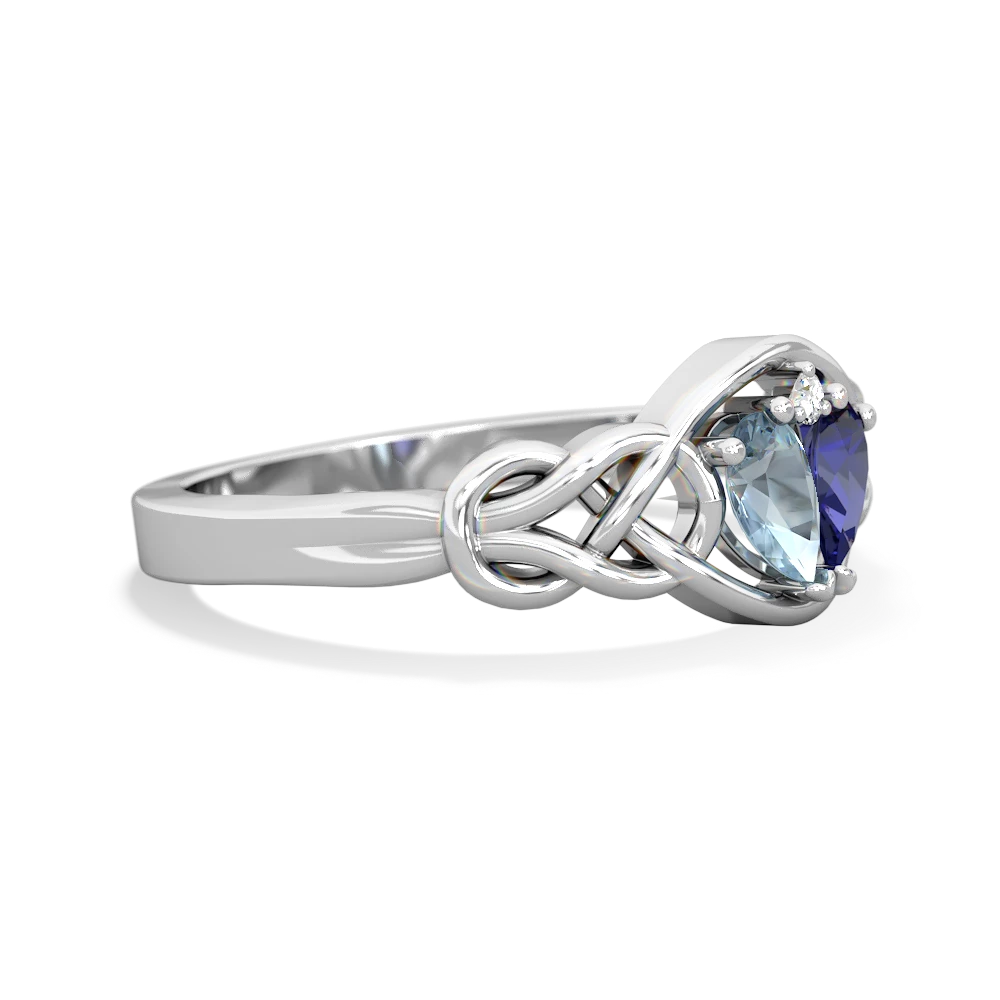 Aquamarine Celtic Love Knot 14K White Gold ring R5420