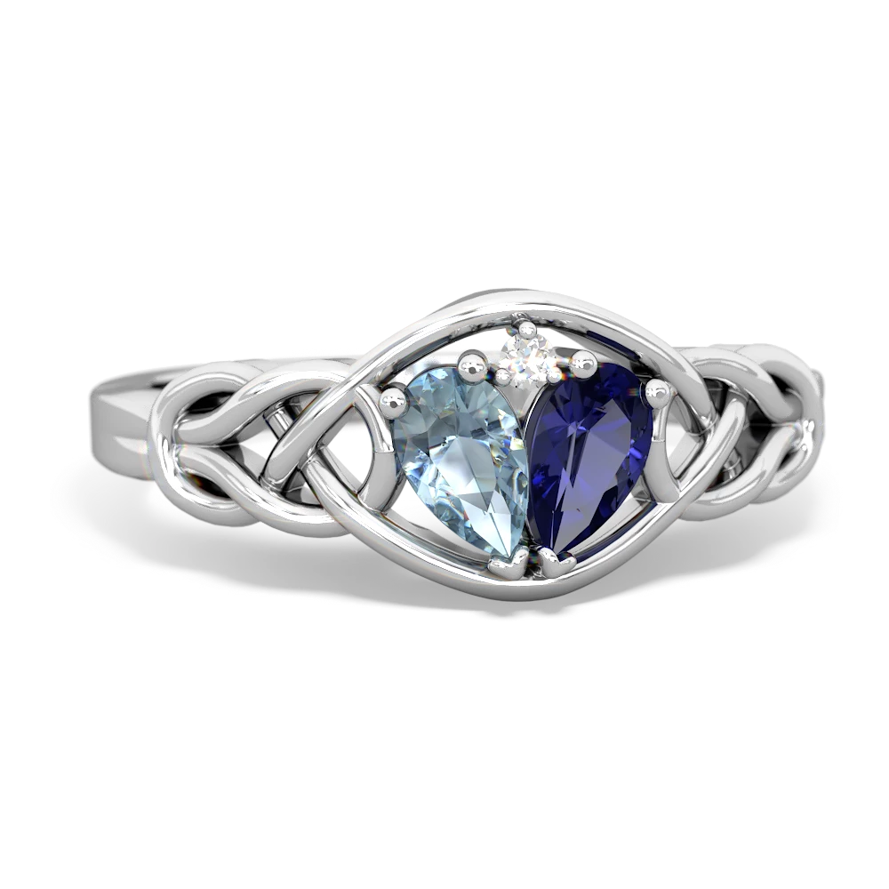 Aquamarine Celtic Love Knot 14K White Gold ring R5420