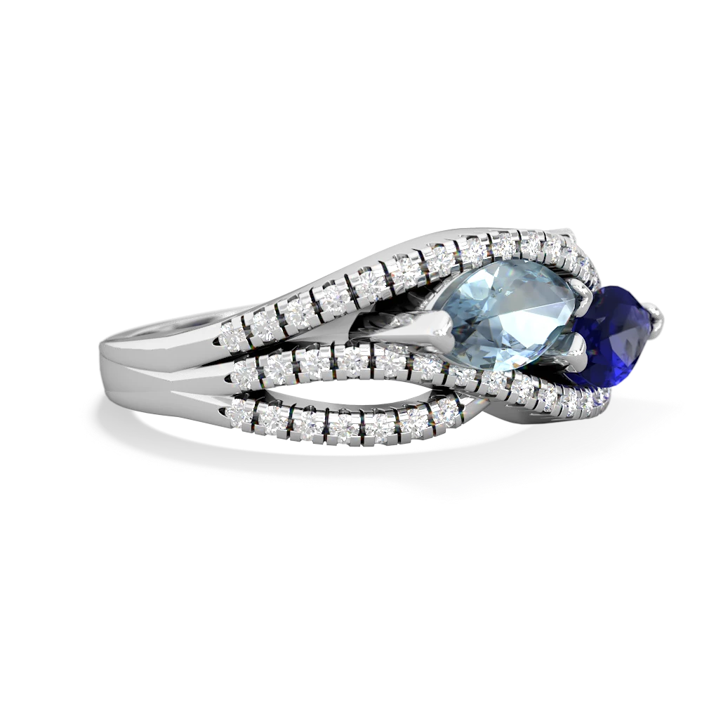 Aquamarine Diamond Rivers 14K White Gold ring R3070